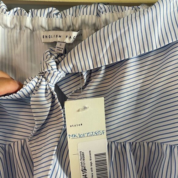 English Factory Off the Shoulder Ruffle Mini Dress || SZ S || Powder Blue - Picture 10 of 14